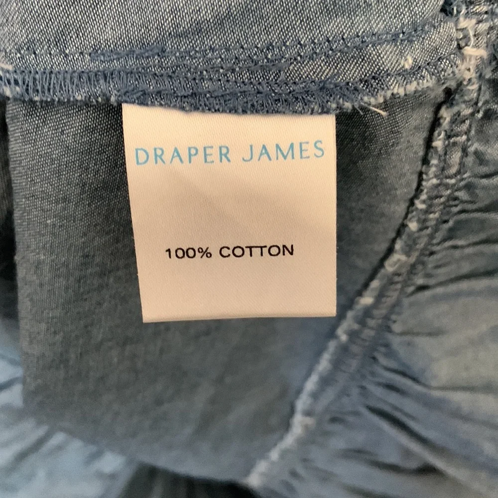 Draper James Ruffle Sleeve Chambray Blue Denim Dress - Picture 8 of 10